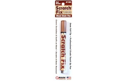 U-Mark Scratch Fix Wood Stain Pen 5mm Tip, Marks On Wood Furniture Cabinets Doors Floors Frames Molding, Blister Pack, Red Brown - color: Red Brown