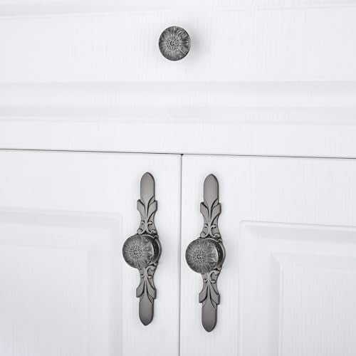 10Set Cabinet Knobs & Back plate, Gunmetal Grey Drawer Hardware for Kitchen - color: Gunmetal Grey