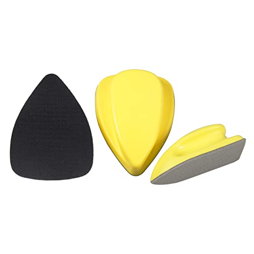 SPEEDWOX 3 Pack Hand Detail Sanding Blocks Mouse Hook and Loop Sanding Pad Includes Cleaning Brush, Hook Backing Plate for Wood Furniture Restoration Polishing Home and Car (Yellow) - style: 5.5" 3Pack
