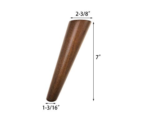 Walnut Color Round Solid Wood Furniture Legs - Perfect for Mid-Century Modern & IKEA Hacks (7 Inches, Set of 4) - size: 7 Inches,Set of 4