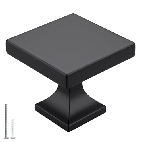 Goldenwarm 35 Pack Black Cabinet Knobs, Square Zinc Alloy Drawer Knobs - color: Square Black, size: Single Hole