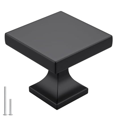Goldenwarm 35 Pack Black Cabinet Knobs, Square Zinc Alloy Drawer Knobs - color: Square Black, size: Single Hole
