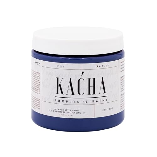 Kacha Furniture Paint | Blue Chalk Style Paint for Furniture, Cabinets, and Crafts | Pint -16 oz | Royal Blue | Low VOC | Matte | (Topcoat Required) - color: Royal Blue, size: 16 Fl Oz (Pack of 1)