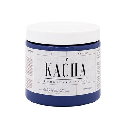 Kacha Furniture Paint | Blue Chalk Style Paint for Furniture, Cabinets, and Crafts | Pint -16 oz | Royal Blue | Low VOC | Matte | (Topcoat Required) - color: Royal Blue, size: 16 Fl Oz (Pack of 1)