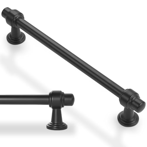 10 Pack 6-1/4 Inch(160mm) Kitchen Cabinet Handles Matte Black Cabinet Pulls Zinc Alloy Drawer Pulls Solid Kitchen Hardware - color: Matte Black, size: 6-1/4'' Hole Center(160mm)
