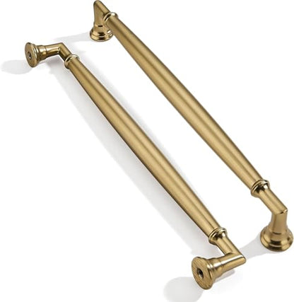 2 Pack 8 Inch Hole Center Brushed Brass Cabinet pulls Solid Satin Brass Heavy Duty Cabinet Pull Cabinet Handles Kitchen Cabinet Hardware Vanity Handles Bathroom Cabinet pulls - color: Brushed Brass, size: 8 Inch(203mm)hole center