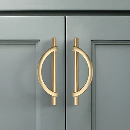 Amerdeco 10 Pack Brushed Gold Cabinet Pulls 5 Inch(128MM) Hole Centers Kitchen Cabinet Handles Hardware Kitchen Handles for Cabinets Cupboard Handles Drawer Pulls - color: Brushed Gold, size: 5"/128MM Hole Center, style: 10 Pack