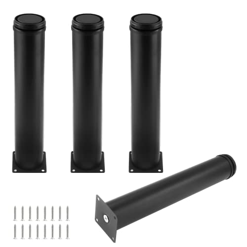 Set of 4 Adjustable Stainless Steel Furniture Legs 12 Inch Black - color: Black, size: 12 inch