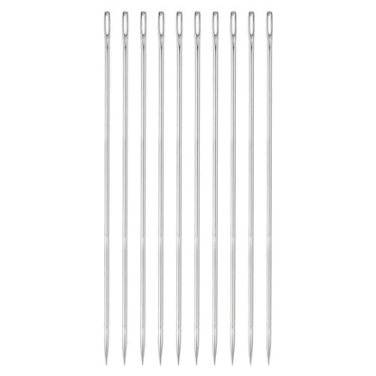 HARFINGTON 10pcs 8 Inch Upholstery Needles Large Eye Stitching Needles Stainless Steel Straight Hand Sewing Needles for Home Hand Sewing Leather Tapestry Embroidery Tufting Webbing Carpet - size: 8 Inch
