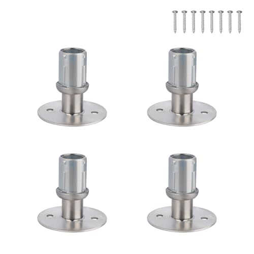 Adjustable Bullet Feet for 1-5/8" O.D. Tubing - Table Leg Levelers - color: Stainless Steel Round Flange Base Leveling Feet