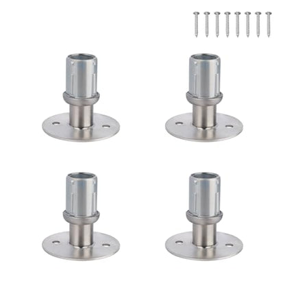 Adjustable Bullet Feet for 1-5/8" O.D. Tubing - Table Leg Levelers - color: Stainless Steel Round Flange Base Leveling Feet