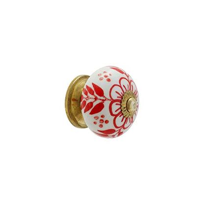 Dresser Knobs - Countryside Handmade Ceramic Drawer Handle Kitchen Cabinets Cupboard Wardrobe Pulls Farmhouse Boho Furniture Hardware - Red Bale - Pack of 4 - color: Red Bale