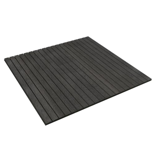 8-Pack Peel & Stick Acoustic Wood Slat Wall Panels - color: Black Grey, size: 8pcs - 23.6" x 23.6"