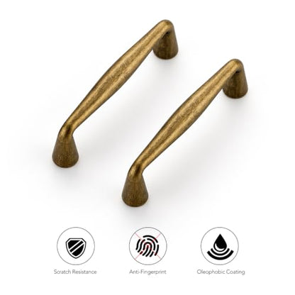 Ravinte Antique Brass Cabinet Handles Solid Handles,3 Inch,10 Pack - color: Antique Brass, size: 3 Inches Hole Center
