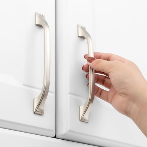 KOOFIZO 10 Pack 5 in Brushed Nickel Cabinet Pulls, Drawer Handles 1958 - color: Brushed Nickel, size: 5" CC