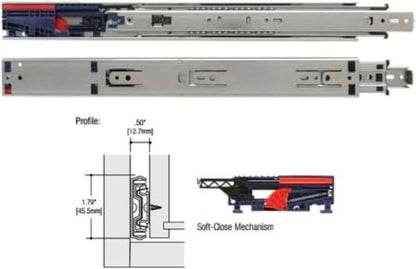 Knape & Vogt Side Mount Soft-Close Drawer Slide, Pair, Inch - size: 20 Inch