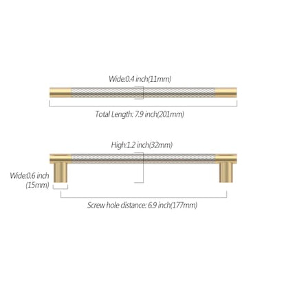 Asidrama 10 Pack 7 Inch(177mm) Knurled Gold and Brush Satin Nickel Kitchen Cabinet Handles,Cabinet Pulls Kitchen Cabinet Hardware Cupboard Handles Drawer Handles Dresser Pulls 4496A - color: Gold-Nickel, size: 7" Hole Center(177mm)