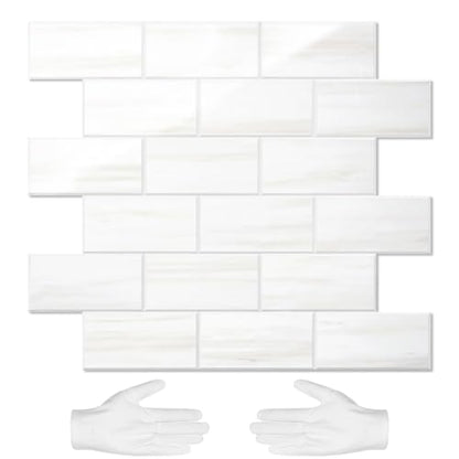 STICKGOO Peel and Stick Backsplash on Subway Tiles, Glossy Dolomite White - color: Glossy Dolomite White