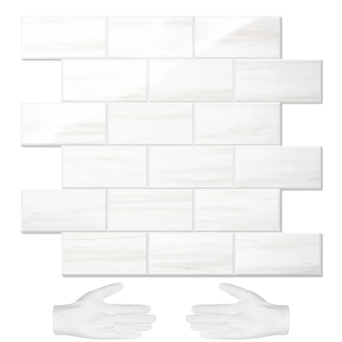 STICKGOO Peel and Stick Backsplash on Subway Tiles, Glossy Dolomite White - color: Glossy Dolomite White