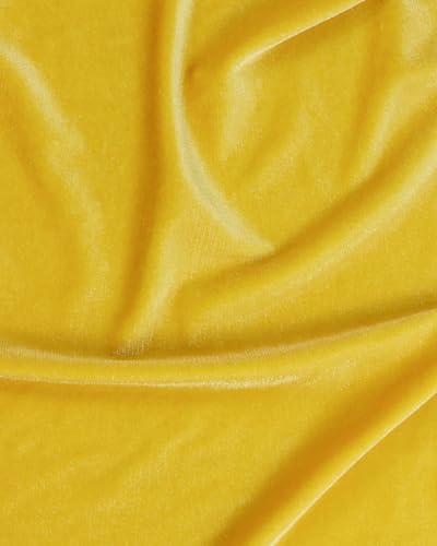 HOTGODEN Yellow Stretch Velvet Fabric by The Yard: 63" Wide 2 Yards 95% Polyester 5% Spandex Velvet Fabric for DIY Sewing, Upholstery, Apparel, Costume, Craft - color: Yellow, size: 2 Yard
