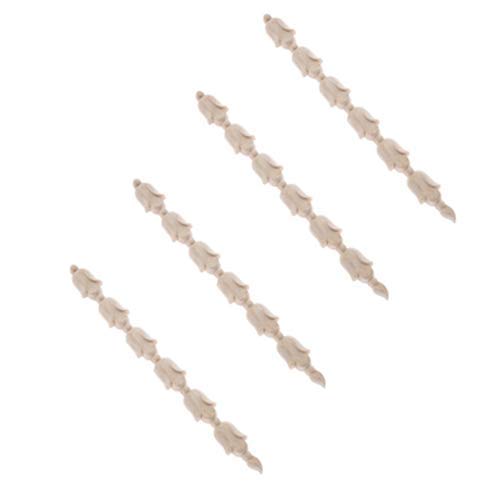 4Pcs Wood Carved Appliques Onlays Frame Flower Carving Decals for Furniture - color: 4-Pack, size: 8.27 x 0.80 in