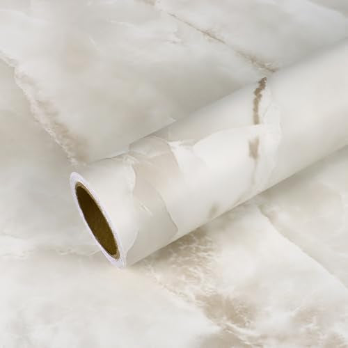 VEELIKE Cream Onyx Marble Contact Paper for Countertops Peel and Stick Waterproof Marble Countertop Contact Paper 15.7''x118'' Kitchen Countertop Peel and Stick Marble Wallpaper for Wall Counter Table - size: 15.7" x 118"