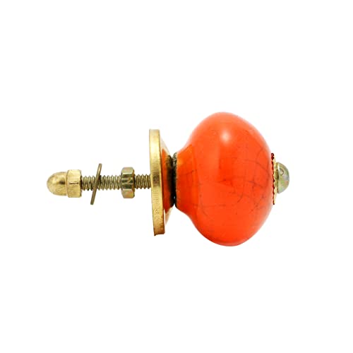 Dresser Knobs - Countryside Boho Handmade Ceramic Drawer Pulls Kitchen Cabinets Cupboard Wardrobe Handle Furniture Hardware - Orange - Pack of 4 - color: Orange