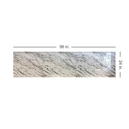 From Plain To Beautiful In Hours 129 Subway PVC 2' x 8' Glue-up Backsplash Panels (Covers / 32 sq.ft), Marble, 2 Piece - color: Marble, size: Pack of 2