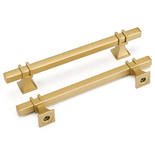 Goldenwarm Gold Cabinet Pulls 5" Brushed Brass Cabinet Pulls 10 Pack - color: Matte Gold, size: 5 Inch Hole Centers