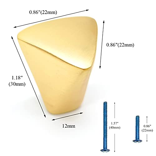 4 Pieces Gold Triangle Cabinet Knob, Brass Dresser Drawer Knobs - size: 4 Pack