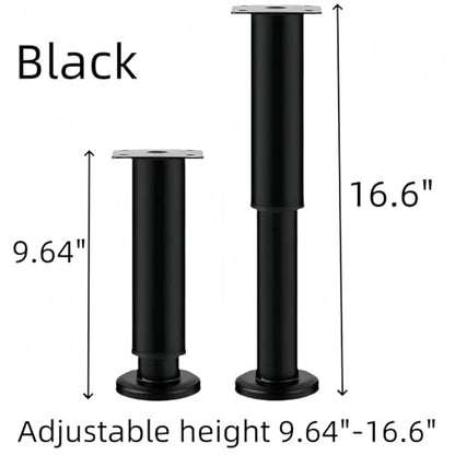 4Pcs Black Adjustable 9.64-16.6 Inch Metal Furniture Legs for Cabinet Sofa - color: Black, size: 9.64"-16.6"-Set of 4