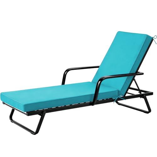 Chaise Lounge Cushions Outdoor, 72"x21"x3", Teal - color: Teal