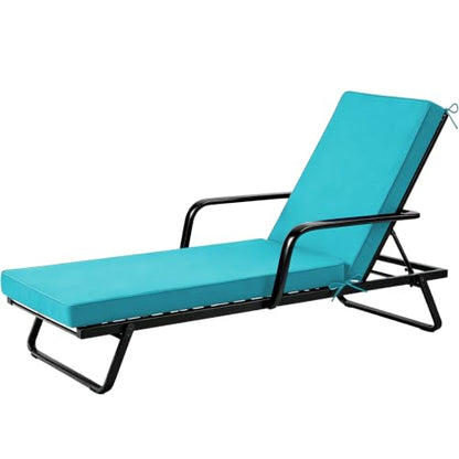 Chaise Lounge Cushions Outdoor, 72"x21"x3", Teal - color: Teal