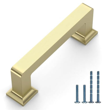 Brushed Brass Cabinet Handles Kitchen Pulls 3 Inch 10 Pack - color: Brushed Brass, size: 3" Hole Center