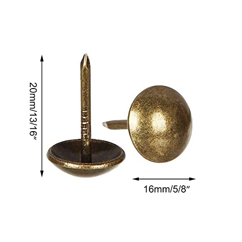 ZAYI 5/8”x13/16” Antique Bronze Upholstery Tacks, Furniture Sofa Thumb Tacks Push Pins Assortment Kit for DIY Wood Furniture Décor 100PCS (5/8inch, Bronze)
