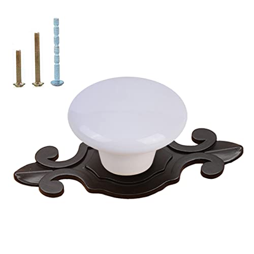 HUAMULAN Crystal Clear Cabinet Pull Knobs Black Zinc Alloy Backplate 10Pack - color: HRJ532-BlackWhite-10PACK