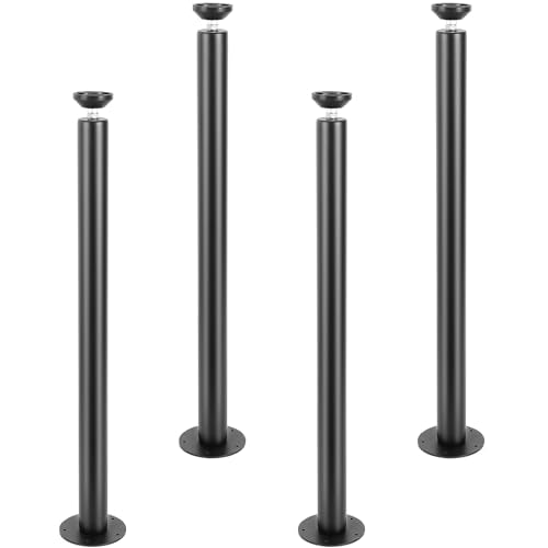 VEVOR 28 Inch Adjustable Desk Legs, Reinforced Steel Office Table Furniture Legs Set of 4 for DIY, 1200 lbs Load Capacity Heavy Duty Desk Legs, Quick Instalation Legs with Adjustable Foot Cup Black - size: 28 inch/Straight