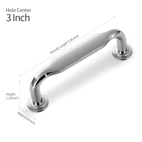 Lardmon 10 Pack Polished Chrome Modern Cabinet Pulls 3 Inch(76mm) Hole Center Kitchen Cabinet Handles Solid Drawer Pulls Heavy Duty Kitchen Hardware Vanity Pulls Dresser Handles - color: Polished Chrome, size: 3 Inch Hole Center, style: 10 Pack