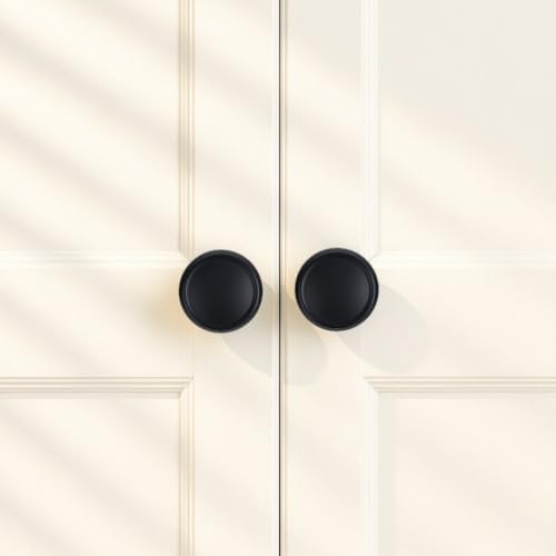 10 Pack Matte Black Cabinet Knobs, 1-1/4 Inch Zinc Alloy Knob - color: Matte Black