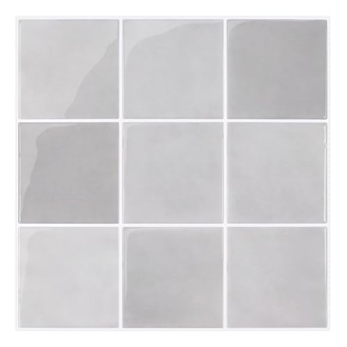 COMSTICKC Thicker Peel and Stick 3D Backsplash Tiles Kitchen Bathroom - color: Light Gray