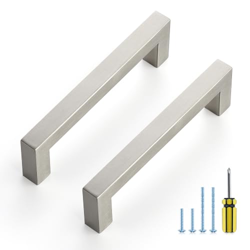 Ravinte Brushed Nickel Square Pulls Cabinet Handles,4-1/2 Inch,30 Pack - color: Brushed Nickel, size: 4-1/2 Inch Hole Center