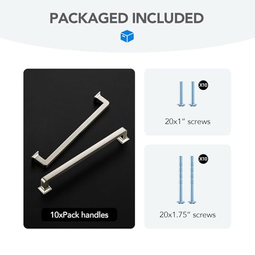 HOME EDIT Brushed Nickel Cabinet Handles Zinc Pulls 7 Inch 10 Pack - color: Brushed Nickel, size: 7 inches Hole Center