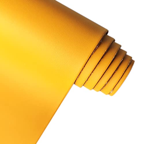 XHT Smooth Yellow Faux Leather Roll 11.8"x53" Soft Plain Synthetic Upholstery Crafts Fabric for DIY Cosplay Garment Jewelry Accessories - color: Yellow