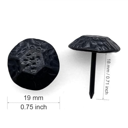 100PCS D19mm Upholstery Tacks Black,Vintage Furniture Metal Thumb Tacks HGB