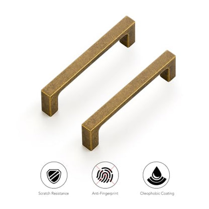 Ravinte Antique Brass Cabinet Handles Solid Square Pulls 3-1/2 Inch 10 Pack - size: 3-1/2 Inch Hole Center