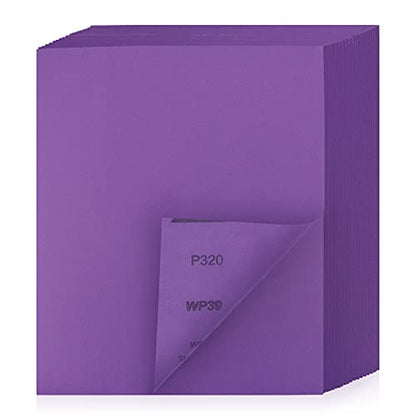 POLIWELL 320 Grit Sanding Sheets 20 PCS 9 x 11 Inch Purple Alumina - style: 320Girt