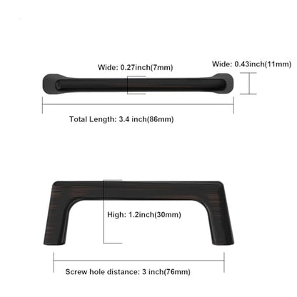 Asidrama 10 Pack 3 Inch(76mm) Oil Rubbed Bronze Cabinet Pulls Cabinet Handles Cupboard Handles Kitchen Cabinet Hardware for Cupboard Drawer Pulls - color: Oil Rubbed Bronze, size: 3" Hole Center, style: 10 Pack