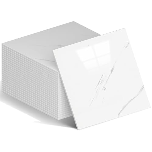 Peel and Stick Marble Wall Panels 11.8x11.8in Waterproof 20 Pack - color: Marble white, size: 20 Pack