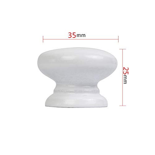 8PCS Round Wood Drawer Knob,Dresser Furniture Drawers 33mm Dia,White Cabinet Pulls Handles with Screws Hardware for Drawer Wardrobe Dresser - color: White