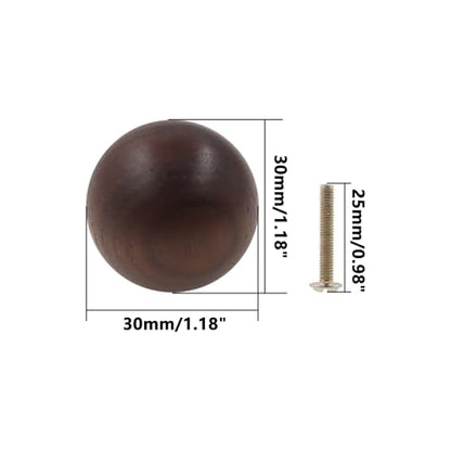Wood Ball Drawer Knob,ULIFESTAR Unfinished Black Walnut Wood Ball Dresser Knobs,4PCS Wood Furniture Knobs,Wood Ball Pull Handle for Cabinets Wardrobe Cupboard Bookshelf Armoire Desk(3*3cm/1.18*1.18") - size: 3*3cm/1.18*1.18" Black Walnut